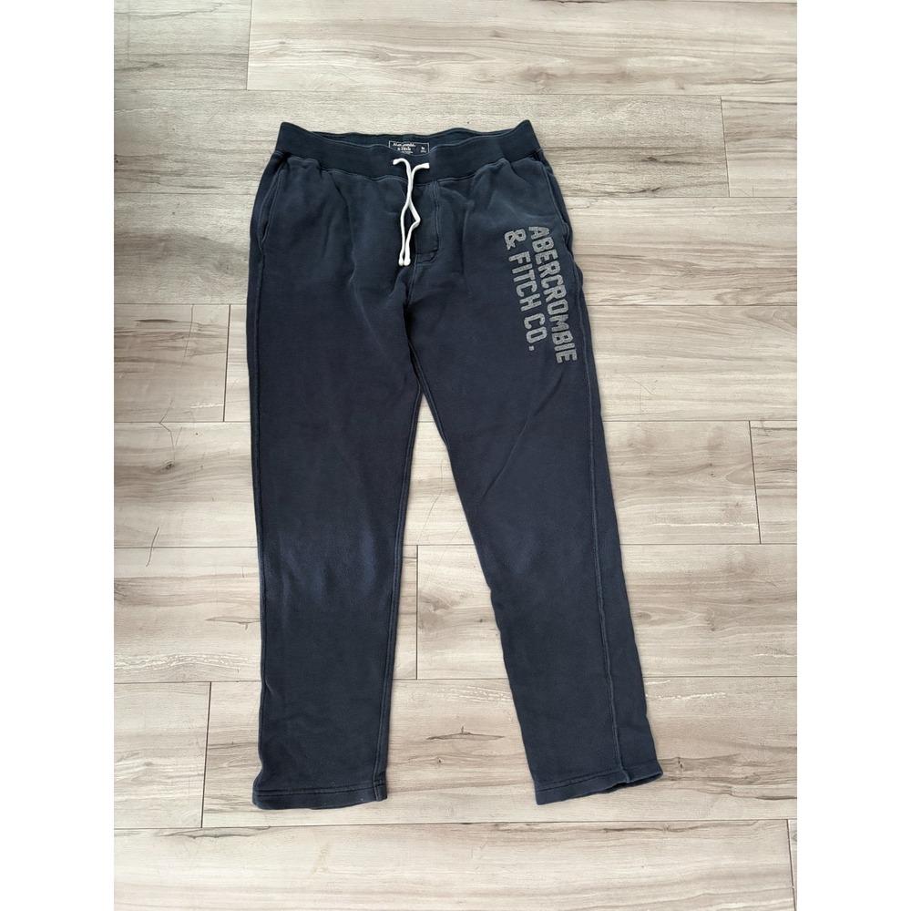 Abercrombie & Fitch Sweatpants Mens Medium Navy Blue Fleece Lined Athleisure